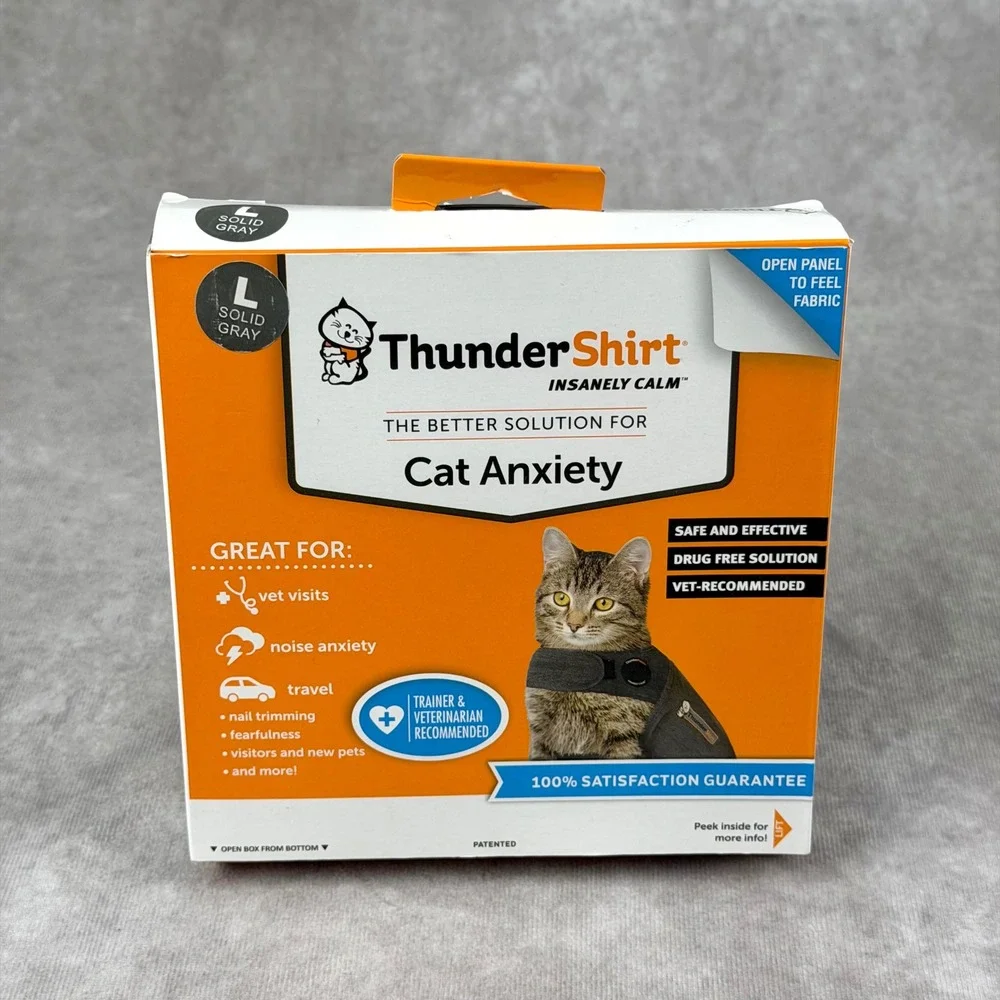 ThunderShirt for Cat Anxiety Calming Vest Solid Gray Size Large